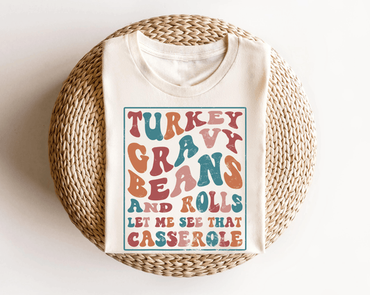 Turkey Gravy Beans and Rolls Thanksgiving DTF Transfer - Sam's DTF Transfers