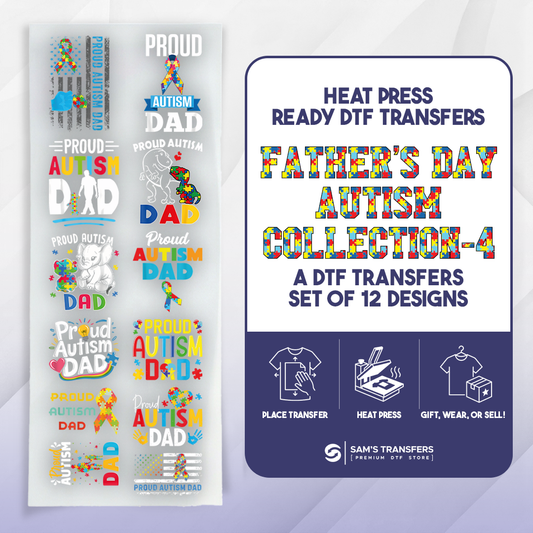 Fathers Day DTF Transfer Bundle | Best Seller Adult-size T-shirt Designs | Artboard_Autism_Dad_4