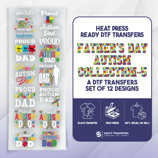 Fathers Day DTF Transfer Bundle | Best Seller Adult-size T-shirt Designs | Artboard_Autism_Dad_5