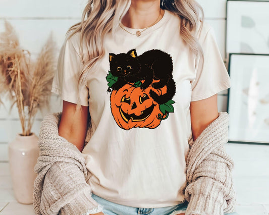 Pumpkin Kitty Magic - Halloween DTF Transfer - Sam's DTF Transfers