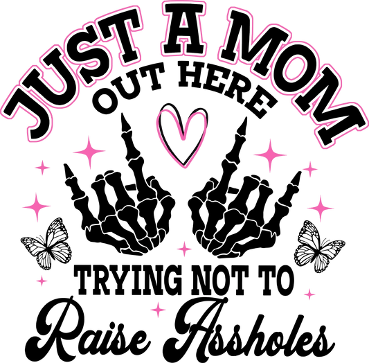 Just a Mom – Pink Heart & Stars DTF Transfer - Sam's DTF Transfers