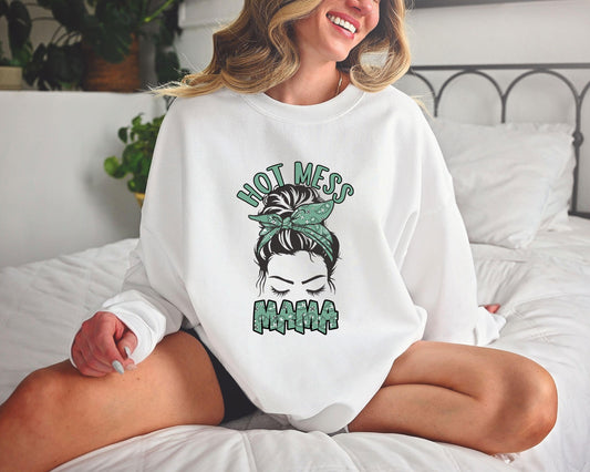 Hot Mess Mama DTF Transfer – Stylish Messy Bun Mom Life Design - Sam's DTF Transfers