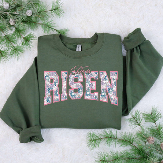 "He Is Risen Floral" Ready-to-Press DTF Transfer - Sam's DTF Transfers