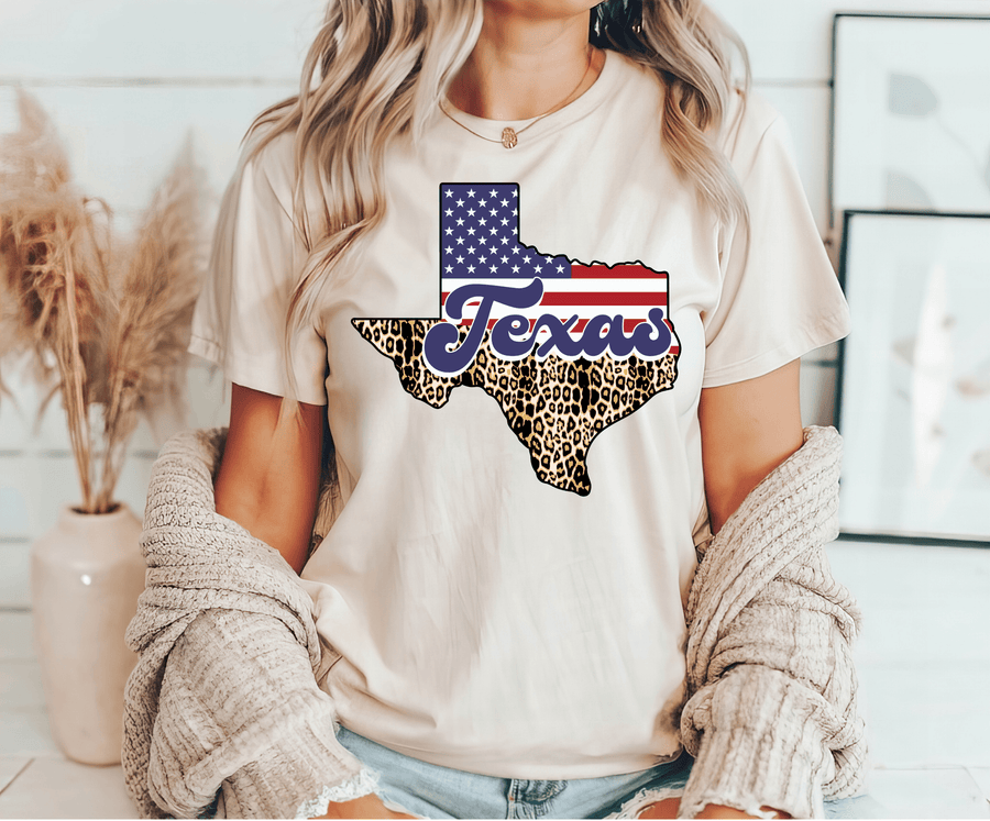 Texas Patriotic Leopard Print Ready-to-Press DTF Transfer