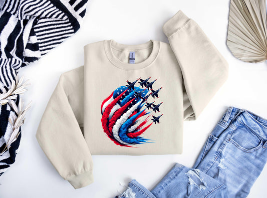 Patriotic Fighter Jet Flyover Ready-to-Press DTF Transfer - Sam's DTF Transfers