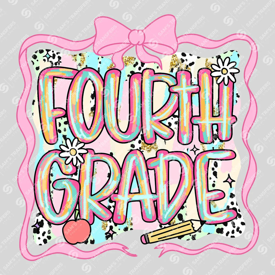 Fourth Grade Pink Bow Ready-to-Press DTF Transfer | SAT00057
