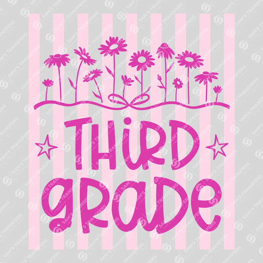 Apparel featuring a Third Grade Wildflowers-themed DTF transfer.
