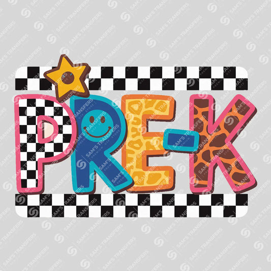 Apparel featuring a Pre-K Retro-themed DTF transfer.
