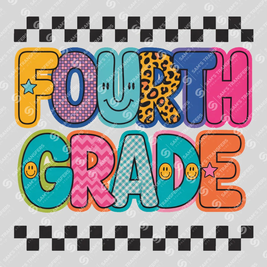 Fourth Grade Checkered Ready-to-Press DTF Transfer | SAT00101