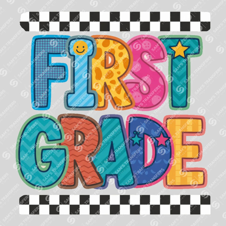First Grade Checkered Ready-to-Press DTF Transfer | SAT00102
