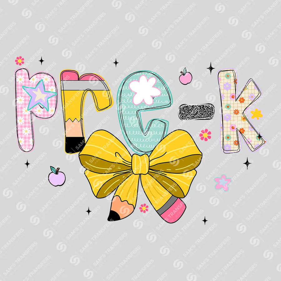 Pre-K Bow Ready-to-Press DTF Transfer | SAT00108