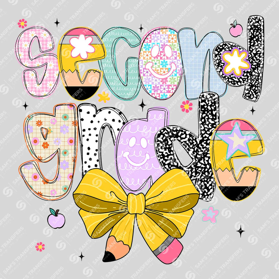 Second Grade Bow Ready-to-Press DTF Transfer | SAT00112