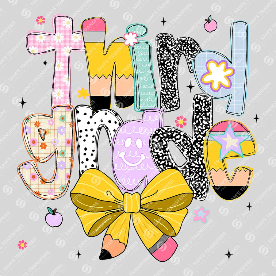 Third Grade Bow Ready-to-Press DTF Transfer | SAT00113