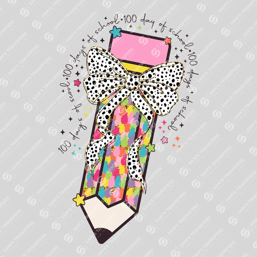 100 Days of School Pencil Ready-to-Press DTF Transfer | SAT00115