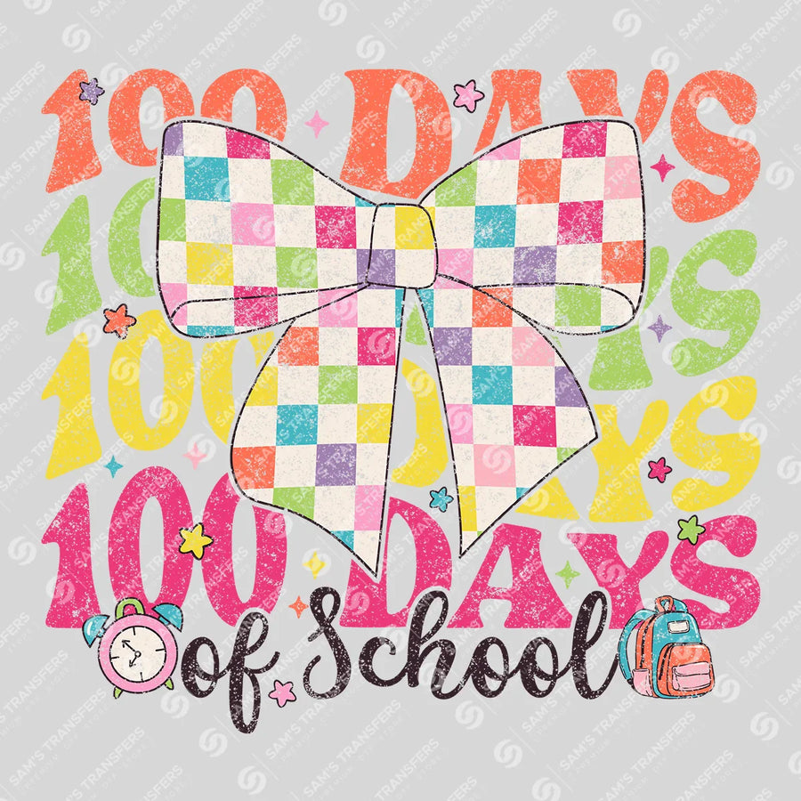 100 Days of School Checkered Ready-to-Press DTF Transfer | SAT00135