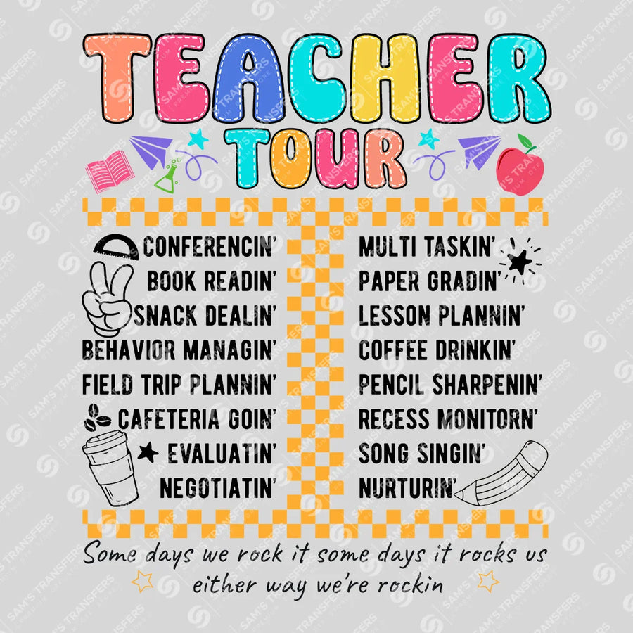 Teacher Tour Checklist Ready-to-Press DTF Transfer | SAT00158