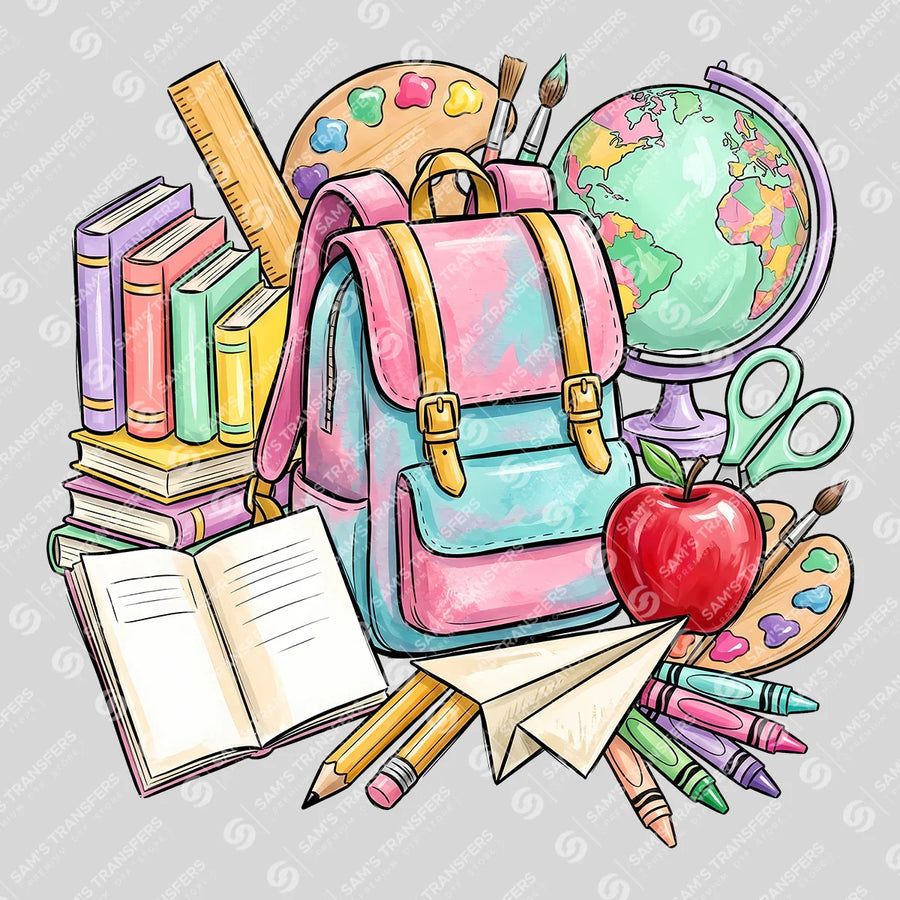 Back to School Backpack Ready-to-Press DTF Transfer | SAT00165