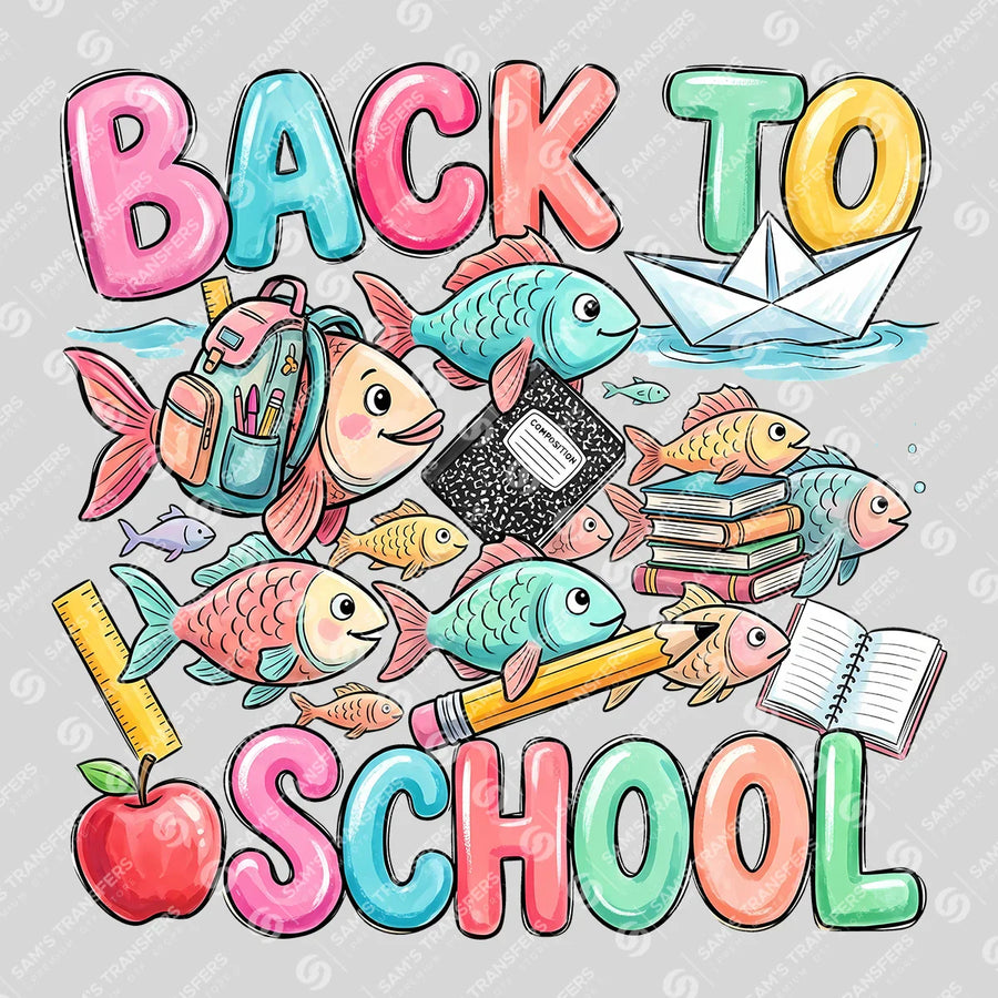 Back to School Fish Ready-to-Press DTF Transfer | SAT00169