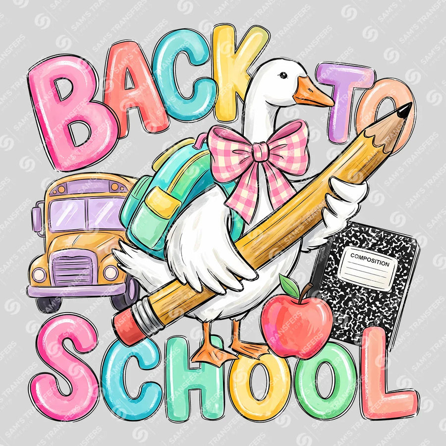 Back to School Goose Bow Ready-to-Press DTF Transfer | SAT00178