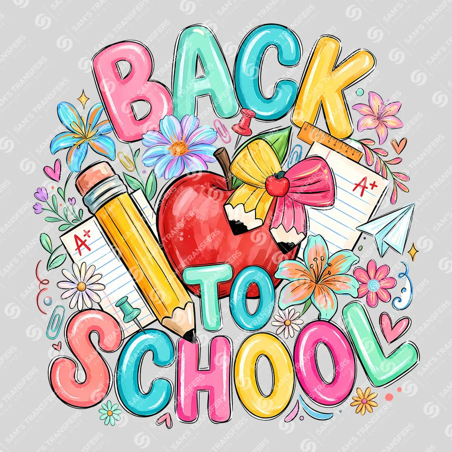 Back to School Apple Ready-to-Press DTF Transfer | SAT00185
