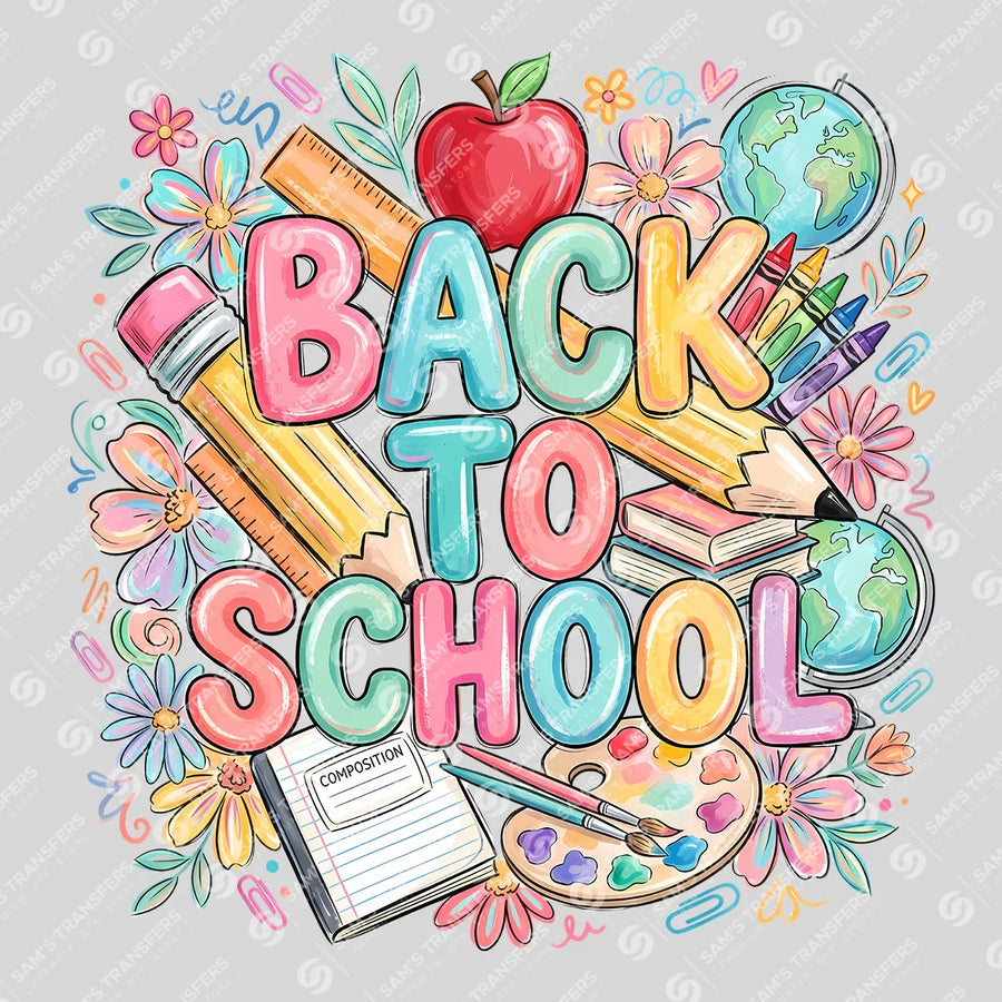 Back to School Floral Ready-to-Press DTF Transfer | SAT00186
