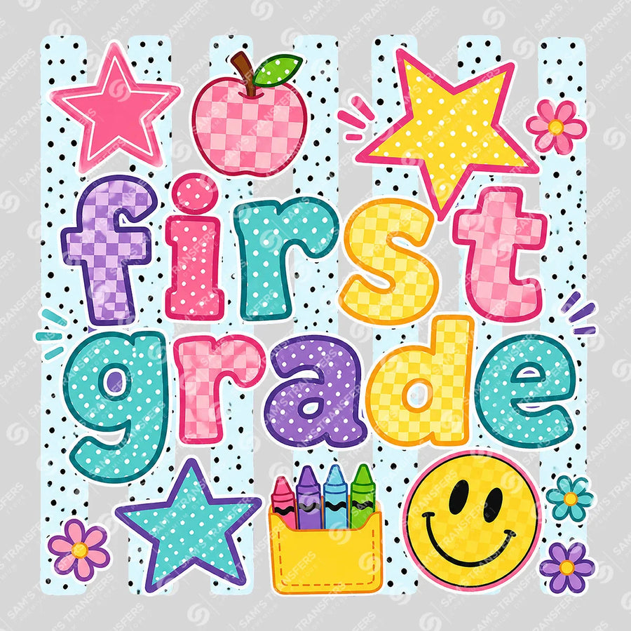 First Grade Dots Ready-to-Press DTF Transfer | SAT00190