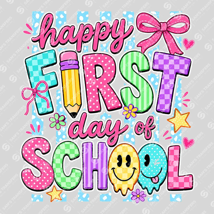 Happy First Day of School Checkered Ready-to-Press DTF Transfer | SAT00199