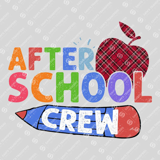 Apparel featuring a After School Crew-themed DTF transfer.