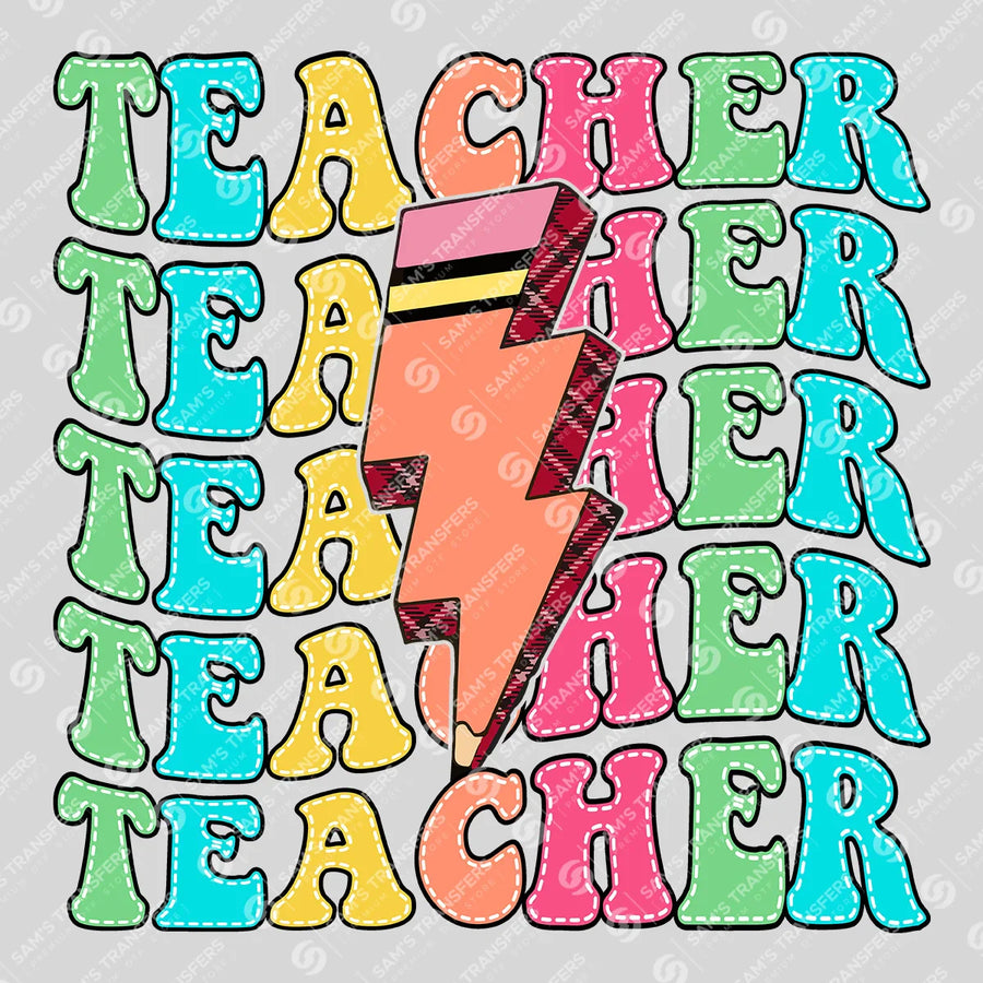 Teacher Lightning Bolt Ready-to-Press DTF Transfer | SAT00226