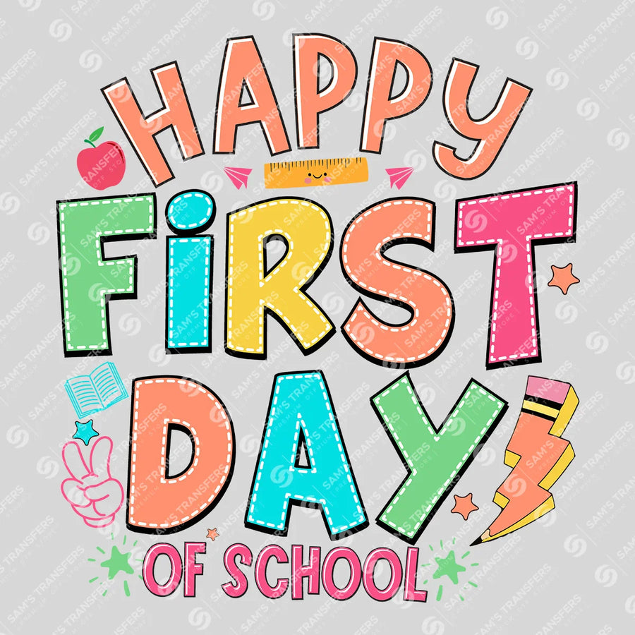 Happy First Day of School Round Ready-to-Press DTF Transfer | SAT00227