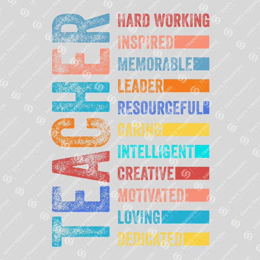 Teacher Hard Working Inspired Ready-to-Press DTF Transfer