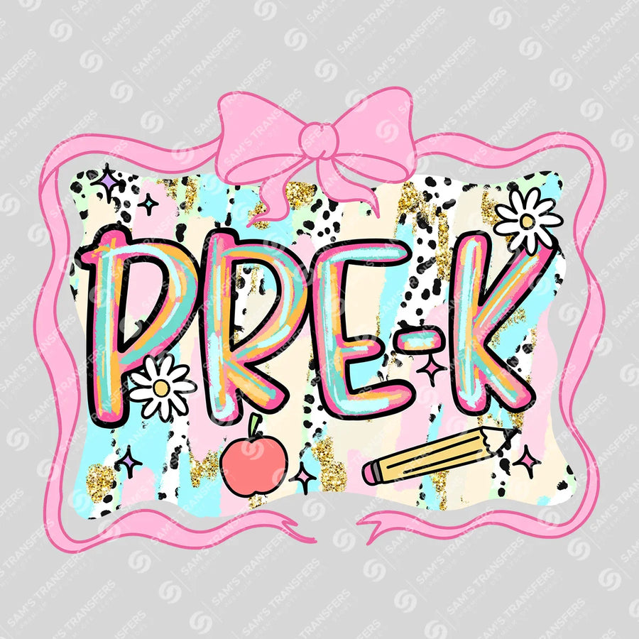 Pre-K Pink Bow Ready-to-Press DTF Transfer | SAT00243