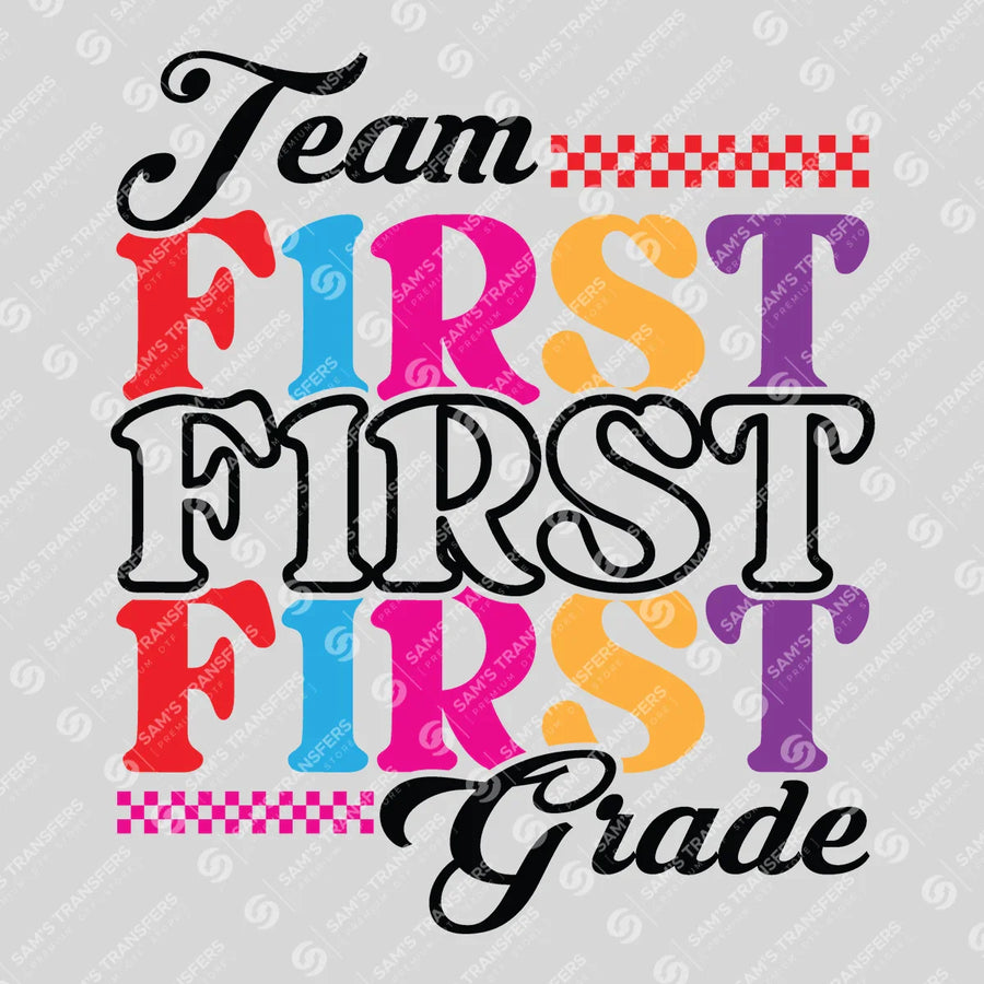 Team First Grade Checkered Ready-to-Press DTF Transfer | SAT00255