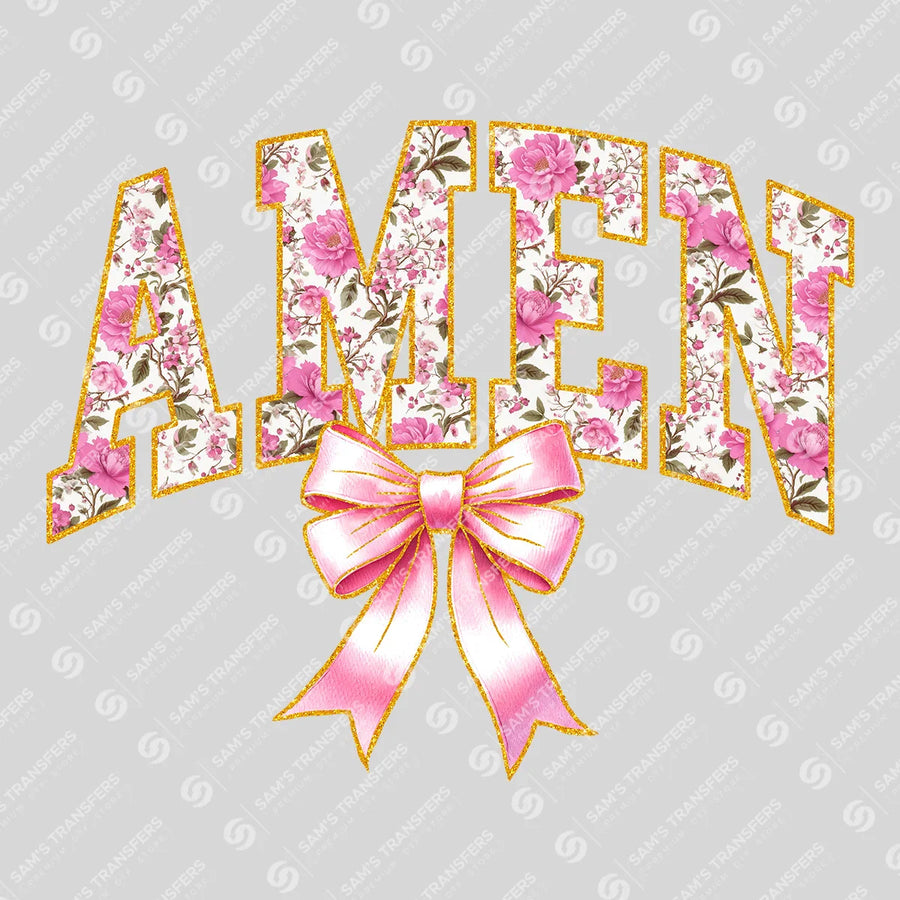 Amen Floral Bow Ready-to-Press DTF Transfer | SAT00300