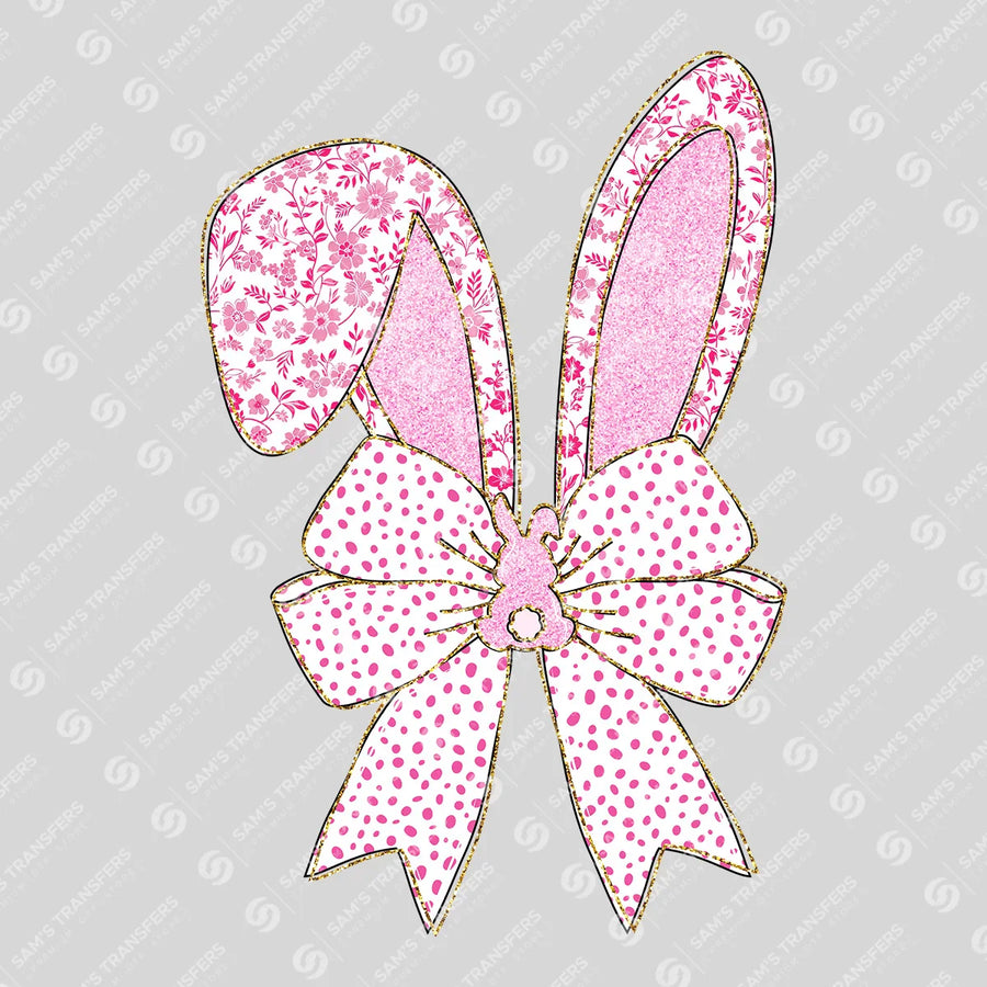 Bunny Ears Bow Pink Ready-to-Press DTF Transfer | SAT00310