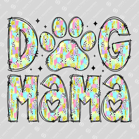 Apparel featuring a Dog Mama-themed DTF transfer.