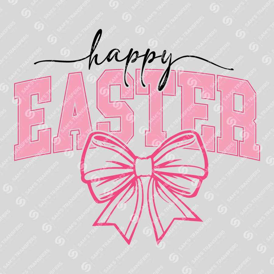 Happy Easter Pink Bow Ready-to-Press DTF Transfer | SAT00317
