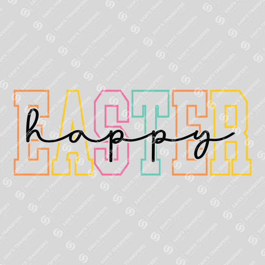 Happy Easter Varsity Black Ready-to-Press DTF Transfer | SAT00336