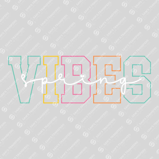 Apparel featuring a Spring Vibes Outline-themed DTF transfer.