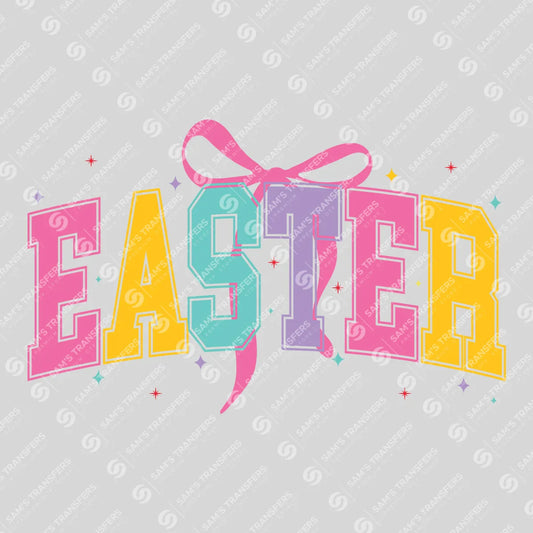 Apparel featuring a Easter Bow-themed DTF transfer.