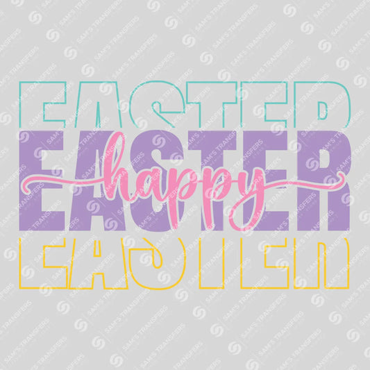 Apparel featuring a Happy Easter Echo-themed DTF transfer.