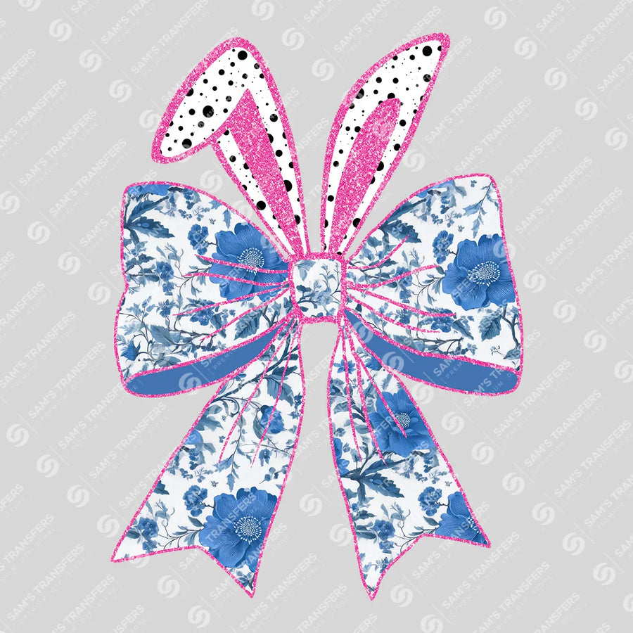 Floral Bunny Ear Bow Ready-to-Press DTF Transfer | SAT00371