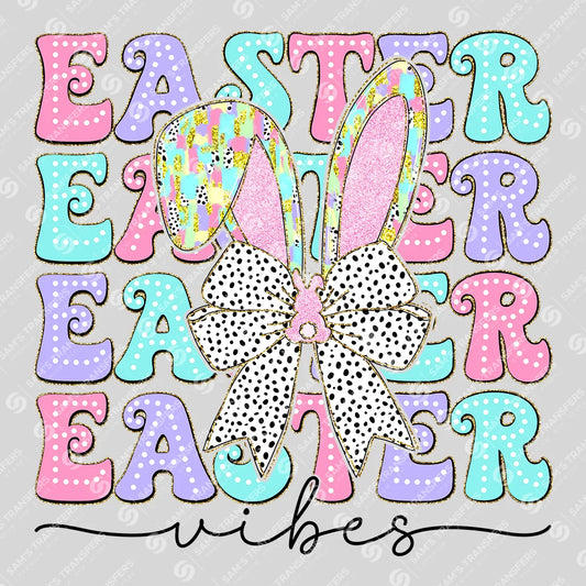 Apparel featuring a Easter Vibes Bow-themed DTF transfer.