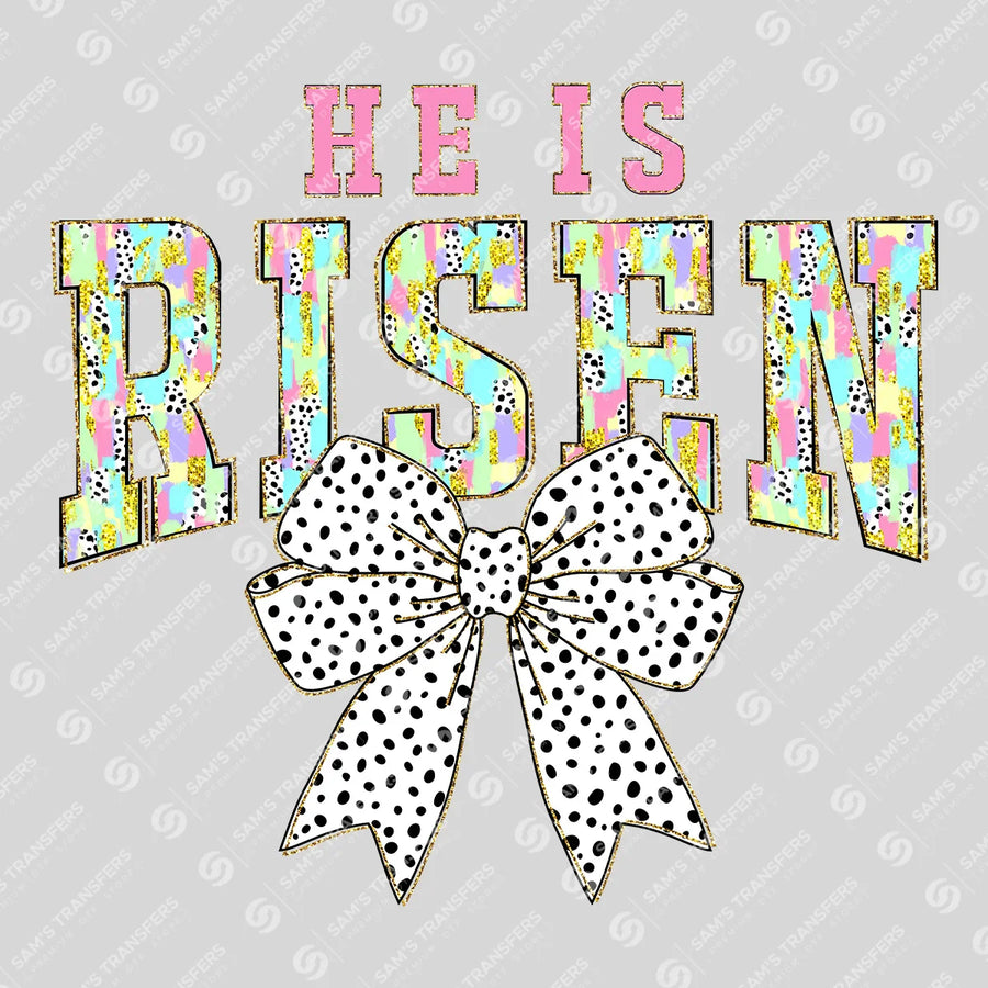 He Is Risen Floral Bow Ready-to-Press DTF Transfer | SAT00393
