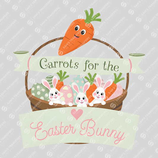 Apparel featuring a Carrots for the Easter Bunny-themed DTF transfer.