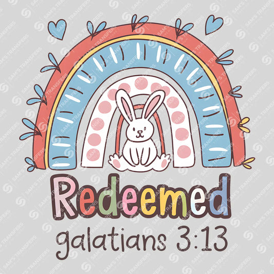 Apparel featuring a Redeemed Galatians 3-themed DTF transfer.