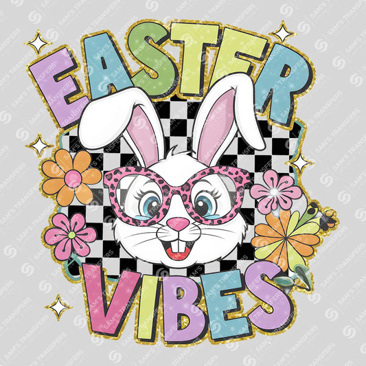 Apparel featuring a Easter Vibes Leopard Bunny-themed DTF transfer.