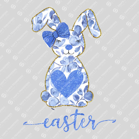 Apparel featuring a Easter Blue Bunny-themed DTF transfer.