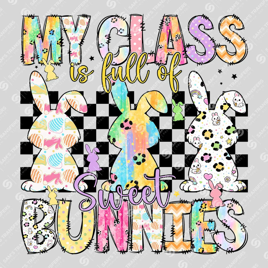 Class Full of Sweet Bunnies Checkered Ready-to-Press DTF Transfer | SAT00471