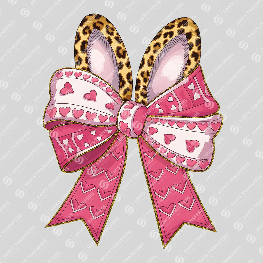 Leopard Bunny Heart Bow Ready-to-Press DTF Transfer | SAT00488
